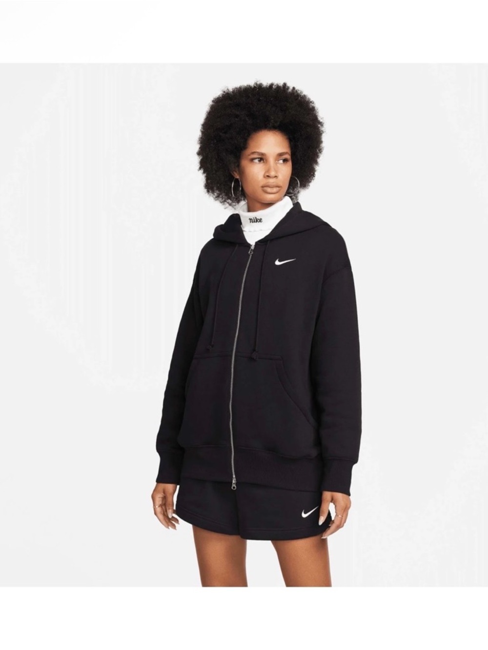 NWT Nike Sportswear Black Fleece Oversized Full Zip Hoodie, Size Small